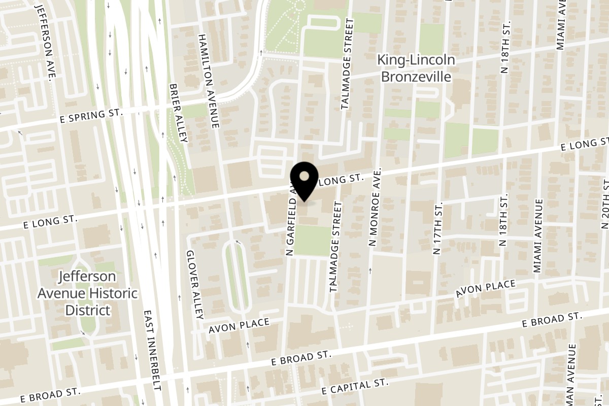 Map showing the location of Chef Butcher's Creole Kitchen on 795 E Long St in Columbus